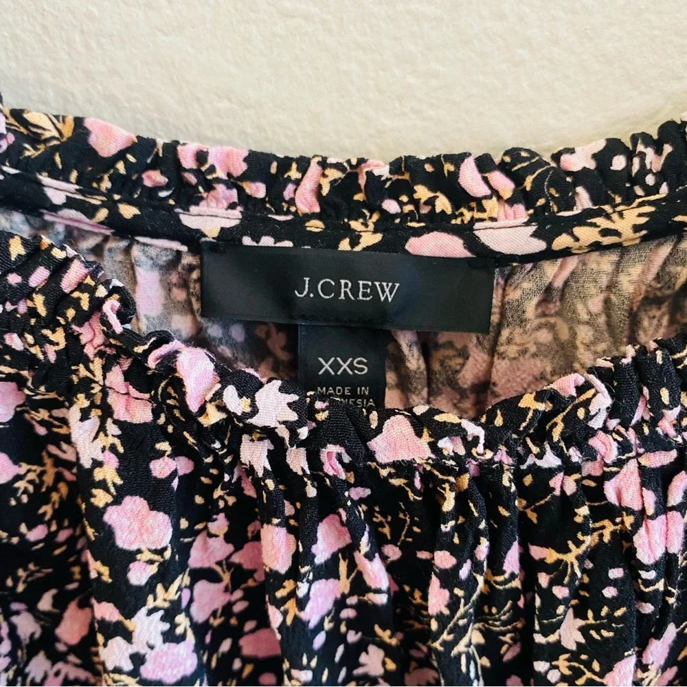 J.Crew Puff-Sleeve Drapey Crepe Top in Fall Garden Floral